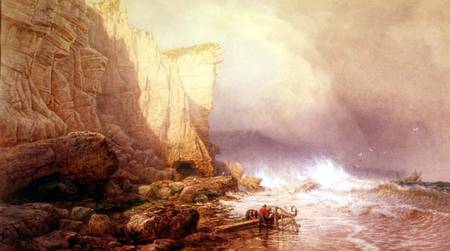 Stormy Weather, Clearing Seaton Cliffs, South Devon van John Mogford
