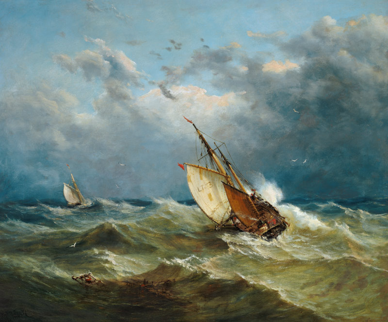 Lowestoft Trawler in Rough Weather van John Moore