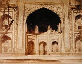 Outside the Taj Mahal, probably illustrated in 'Photographic Views in Agra and Its Vicinity'