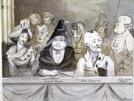 Caricature of the audience at the Commemoration of Handel in Westminster Abbey in 1784 van John Nixon