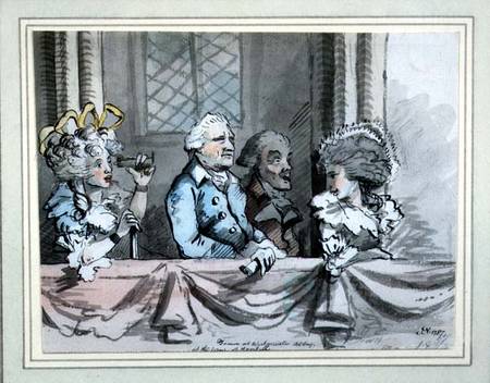 Caricature of the audience at the Commemoration of Handel in Westminster Abbey in 1784 van John Nixon