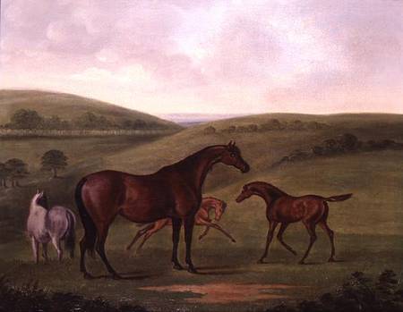 Mare with Foals in a Landscape van John Nost Sartorius