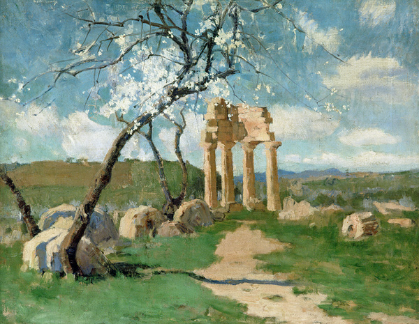 Almond Trees and Ruins, Sicily van John Peter Russell