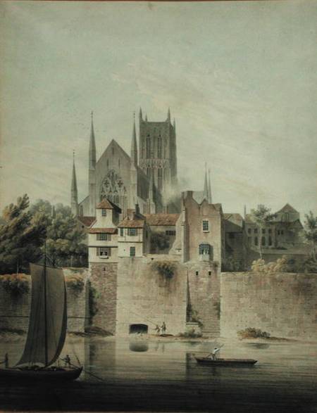 West View of Worcester Cathedral van John Powell