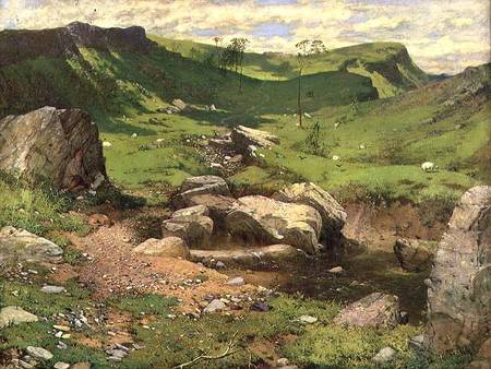 A rocky stream in a mountainous landscape van John Ritchie