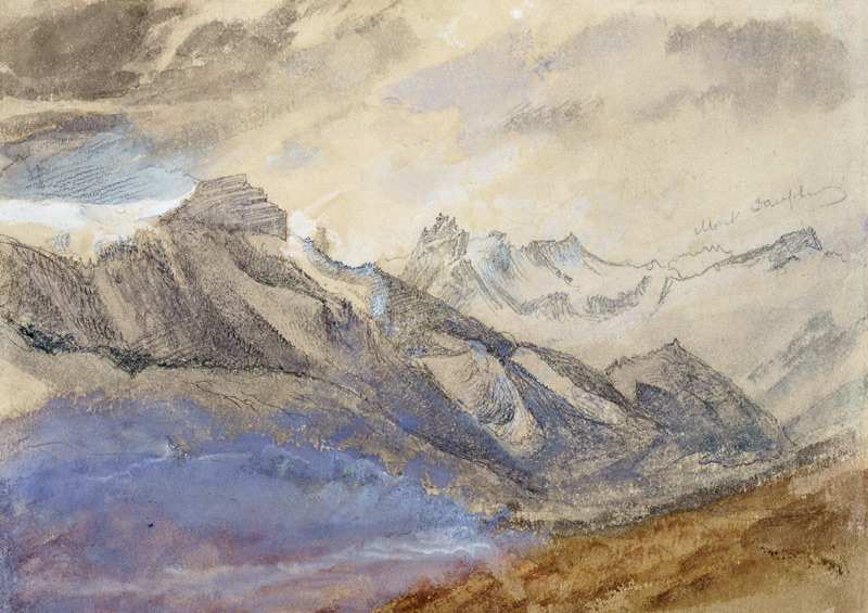 Mont Dauphiny, near Chartreuse  & pencil on van John Ruskin