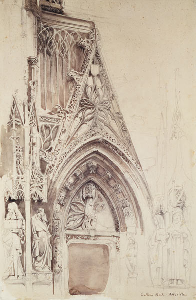 Southern Porch of St. Vulfran, Abbeville (pencil, ink & wash on paper) van John Ruskin
