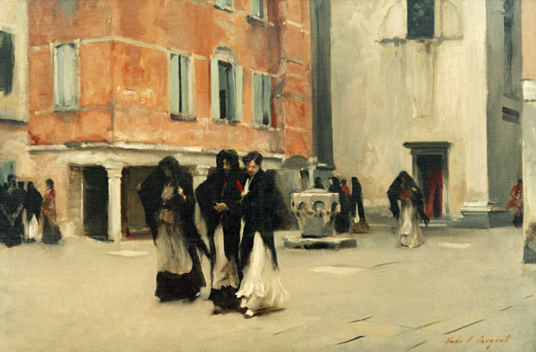 Beim Verlassen der Kirche, Campo San Canciano, Venedig van John Singer Sargent