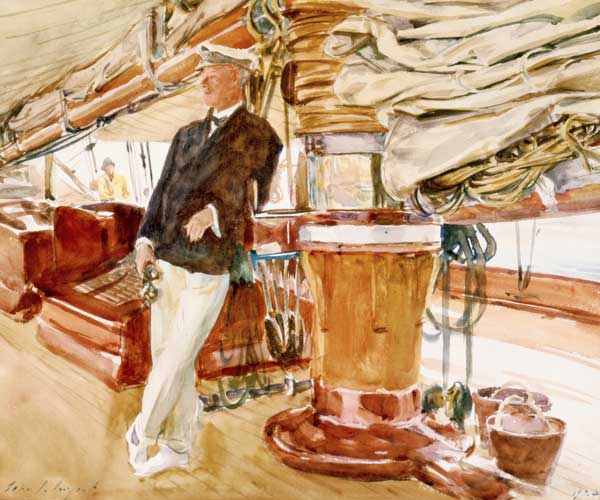 Captain Herbert M. Sears on deck of the Schooner Yacht Constellation van John Singer Sargent
