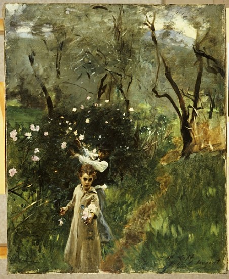 Gathering Flowers at Twilight van John Singer Sargent