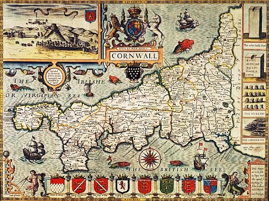 Map of Cornwall from the ''Theatre of the Empire of Great Britain'', pub. in London George Humble, 1 van John Speed
