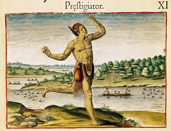 A Magician from Virginia, from ''Admiranda Narratio...'' published van John Theodre de BryBry Theodore de (1528-98) after White