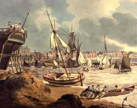 Harbour at Weymouth, Dorset, 1805 (pen, ink and water van John Thomas Seeres