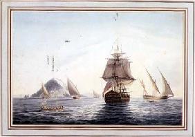 Gibraltar: H.M.S. 'Sirius' sailing off
