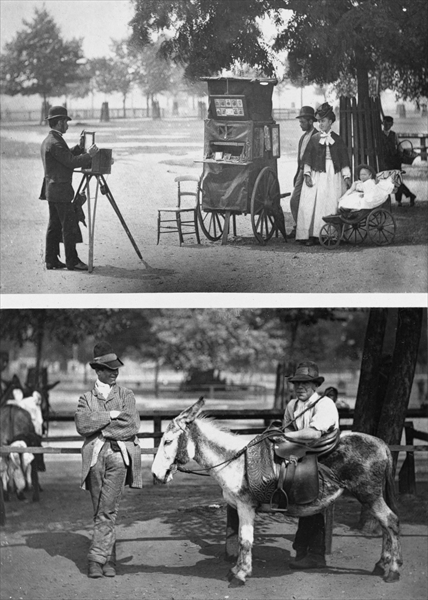 Photography on the Common and Waiting for Hire, 1876-77 (woodburytype)  van John Thomson