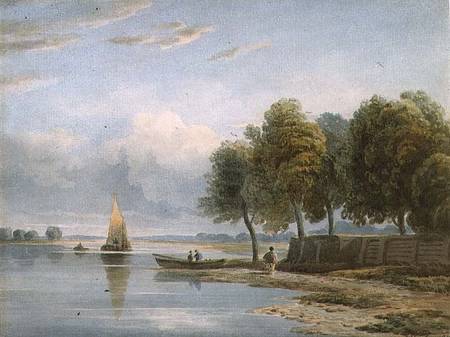 A View of the Thames at Millbank van John Varley