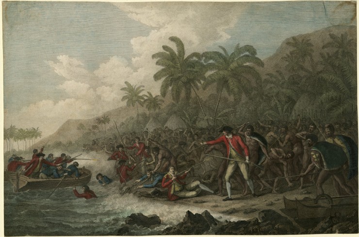 The Death of Captain James Cook on February 14, 1779 van John Webber