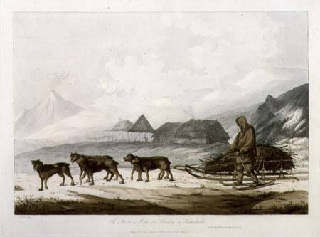 The Narta, or Sledge for Burdens in Kamtschatka, from 'Views in the South Seas' van John Webber