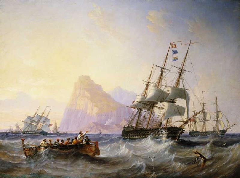 Kriegsschiffe vor Gibraltar van John Wilson Carmichael