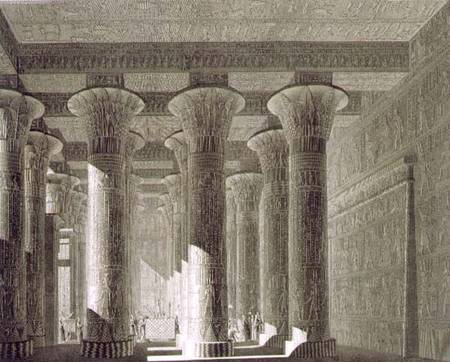 Perspective view of the portico interior, Esne (Latopolis) plate 83 from Vol I of `Descriptions of E van Jollois and Devilliers