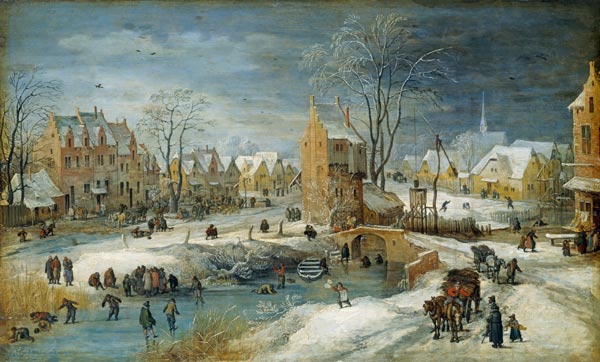 Village in Winter van Joos de Momper