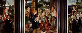 Flügelaltar Anbetung der Könige, und Hieronymus und Katharina mit Stiftern van Joos van Cleve
