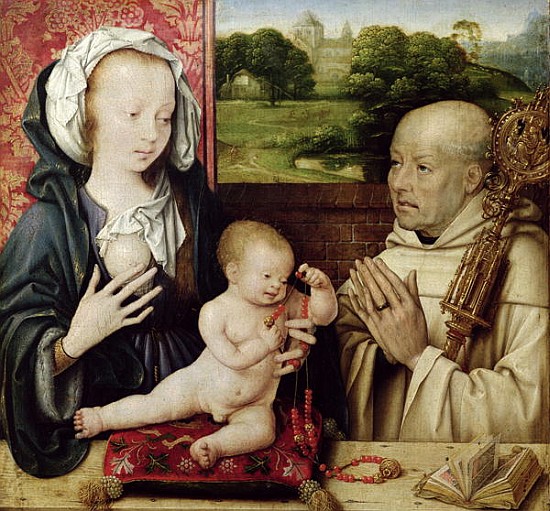 The Virgin and child worshipped by St.Bernard(detail of 15955) van Joos van Cleve
