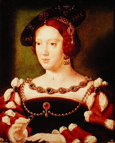 Portrait of Eleanor of Hapsbourg (1498-1558) van Joos van Cleve (eigentl. van der Breke)