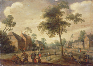 Fest in einem Dorf van Joost Cornelisz Droochsloot