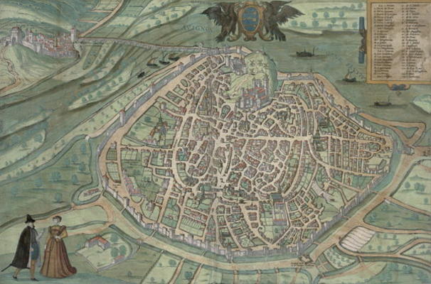 Map of Avignon, from 'Civitates Orbis Terrarum' by Georg Braun (1541-1622) and Frans Hogenberg, c.15 van Joris Hoefnagel