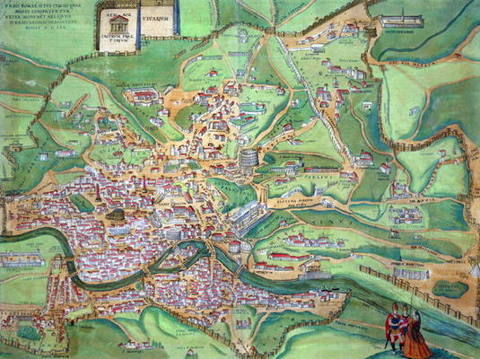 Map of Rome, from 'Civitates Orbis Terrarum' by Georg Braun (1541-1622) and Frans Hogenberg (1535-90 van Joris Hoefnagel