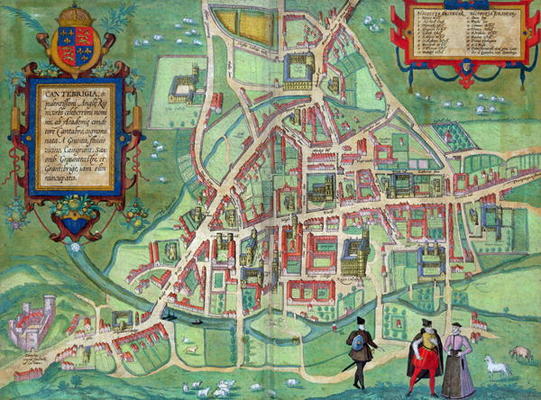 Map of Cambridge, from 'Civitates Orbis Terrarum' by Georg Braun (1541-1622) and Frans Hogenberg (15 van Joris Hoefnagel