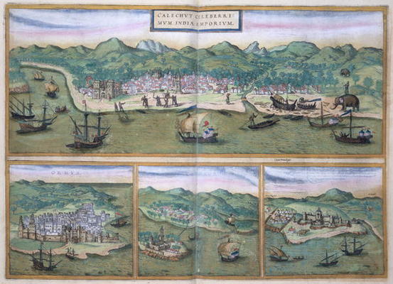 Map of Calcutta, from 'Civitates Orbis Terrarum' by Georg Braun (1541-1622) and Frans Hogenberg (153 van Joris Hoefnagel