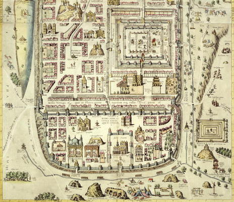 Map of Jerusalem and the surrounding area, from 'Civitates Orbis Terrarum' by Georg Braum (1541-1622 van Joris Hoefnagel