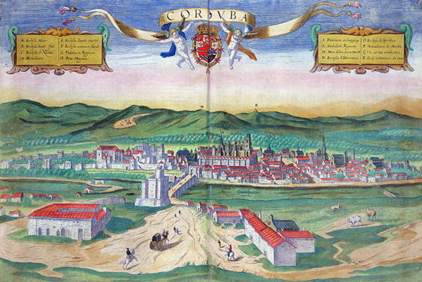 Map of Cordoba, from 'Civitates Orbis Terrarum' by Georg Braun (1541-1622) and Frans Hogenberg (1535 van Joris Hoefnagel