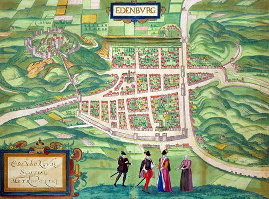 Map of Edinburgh, from 'Civitates Orbis Terrarum' by Georg Braun (1541-1622) and Frans Hogenberg (15 van Joris Hoefnagel