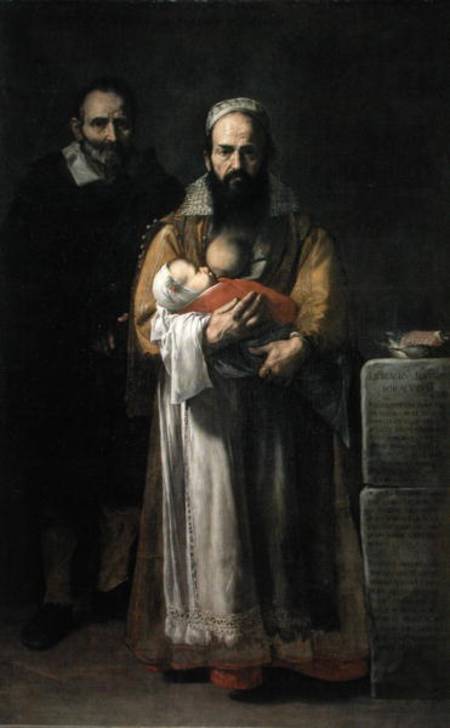 The Bearded Woman Breastfeeding van José (auch Jusepe) de Ribera