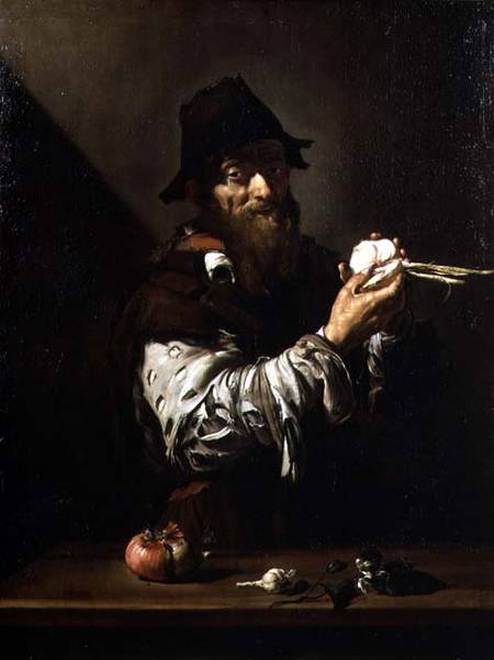 Portrait of an Old Man with an Onion van José (auch Jusepe) de Ribera