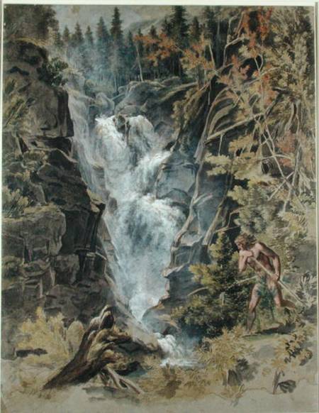 The Reichensbach Falls in Meiringen van Joseph Anton Koch