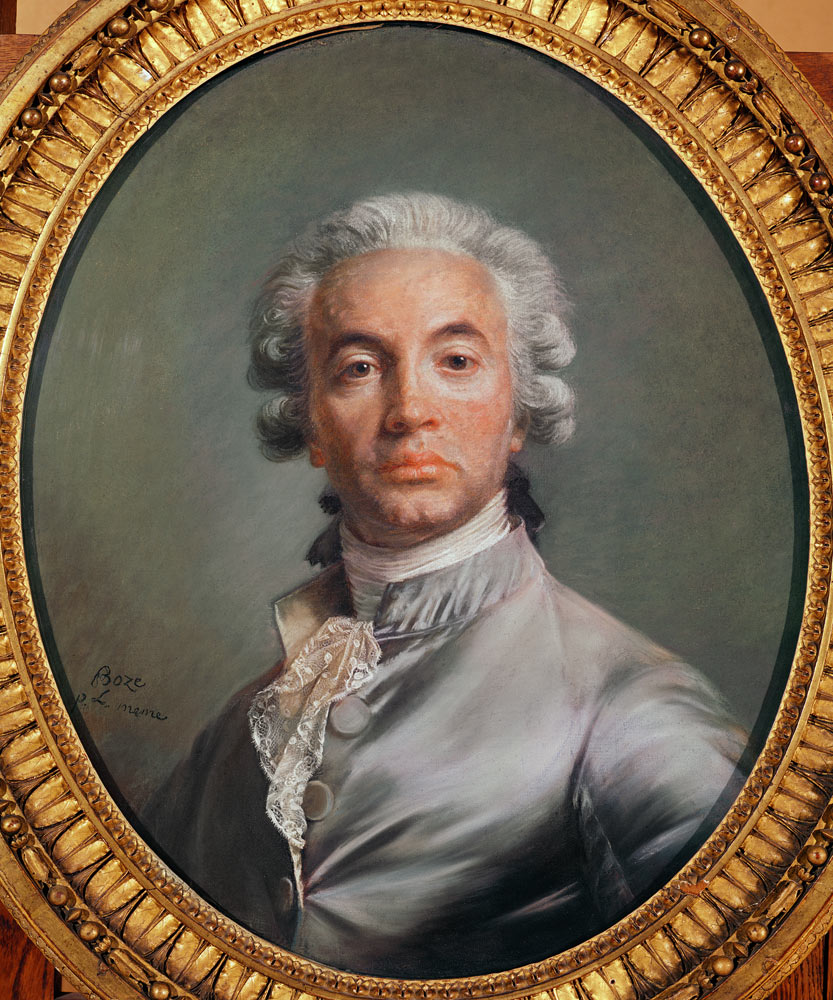 Self portrait (pastel on blue paper) van Joseph Boze