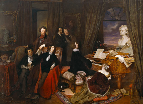 Liszt at the Piano van Joseph Danhauser