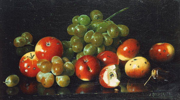 Stillleben mit Äpfeln und Trauben. van Joseph Decker