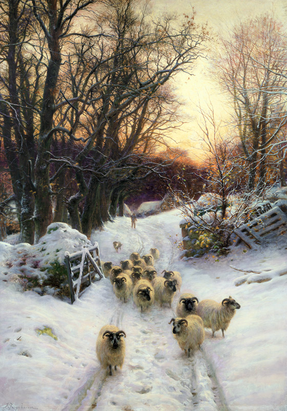 De zon had de winterdag gesloten (oil on canvas) van Joseph Farquharson