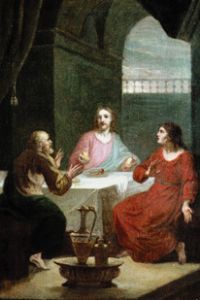 Christus in Emmaus, das Brot brechend. Entwurf für ein Altargemälde van Joseph Hauber