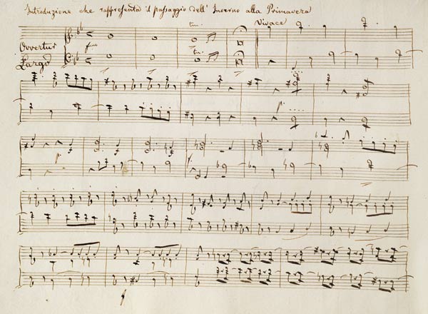 Ouverture from the score of ''Spring'', from the oratorio ''The Seasons'', first performed April van Joseph Haydn