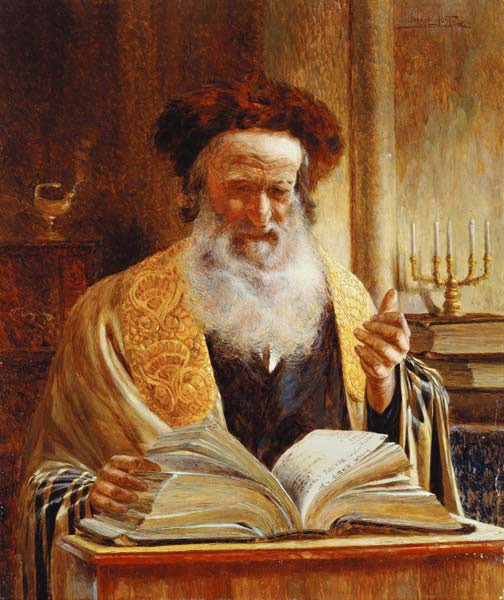 Ein Rabbiner hält eine Predigt. van Joseph Jost