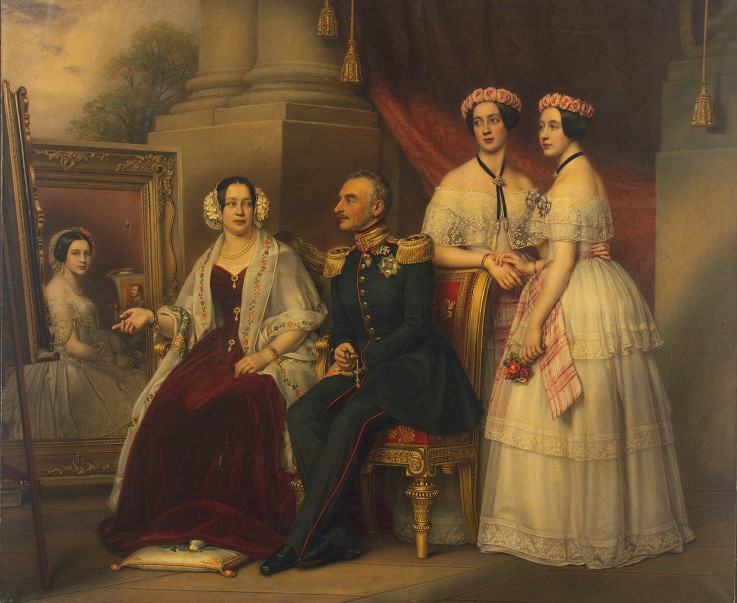 Family portrait of Joseph, Duke of Saxe-Altenburg van Joseph Karl Stieler