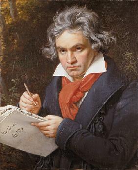 Bildnis Ludwig van Beethoven beim Komponieren der Missa Solemnis.