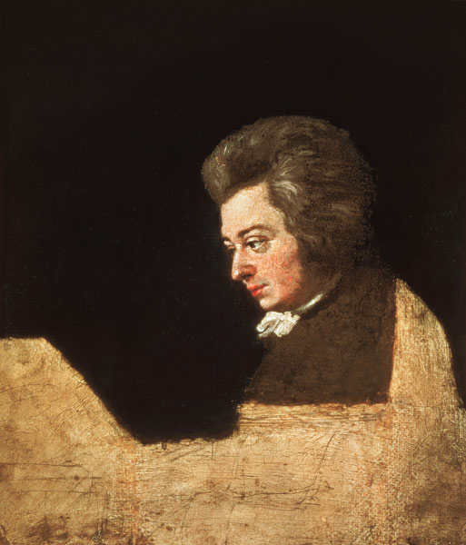 Bildnis Wolfgang Amadeus Mozart. (1756-91) am Piano van Joseph Lange