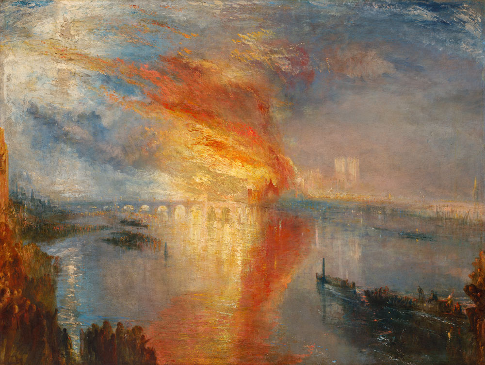 De brand van het parlementsgebouw, 16 oktober 1834 van William Turner